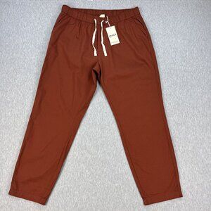 Pact Organic Daily Twill Pants Womens XL Terra Cotta Brown Elastic Waistband NEW